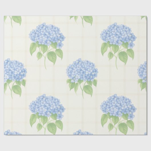 Wrapping Paper | Blue Hydrangea | Luxe Ivory Plaid ラッピングペーパー (フラット)