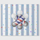 Wrapping Paper Blue & White Stripe Barber Pole ラッピングペーパー (フラット)
