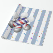 Wrapping Paper Blue & White Stripe Barber Pole ラッピングペーパー (アンロールド)