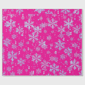 Wrapping Paper, Bright Fuchsia Snowflakes ラッピングペーパー (フラット)