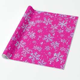 Wrapping Paper, Bright Fuchsia Snowflakes ラッピングペーパー