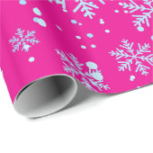 Wrapping Paper, Bright Fuchsia Snowflakes ラッピングペーパー (ロールコーナー)