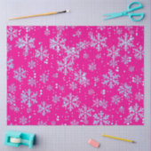 Wrapping Paper, Bright Fuchsia Snowflakes 薄葉紙 (クラフト)
