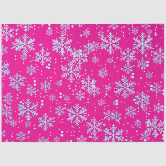 Wrapping Paper, Bright Fuchsia Snowflakes 薄葉紙 (正面)