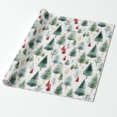 Wrapping Paper Christmas Modern Winter Trees ラッピングペーパー (アンロールド)