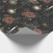 Wrapping Paper – Crimson Roses, Gold Ornaments  ラッピングペーパー (角)