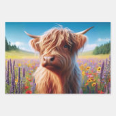 Wrapping Paper Decoupage 3 Highland Cow Designs  ラッピングペーパーシート (正面3)