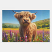 Wrapping Paper Decoupage 3 Highland Cow Designs  ラッピングペーパーシート (正面2)