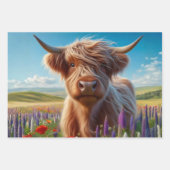 Wrapping Paper Decoupage 3 Highland Cow Designs  ラッピングペーパーシート (正面)