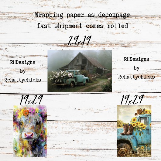 Wrapping Paper Decoupage Charming Country Living ラッピングペーパーシート