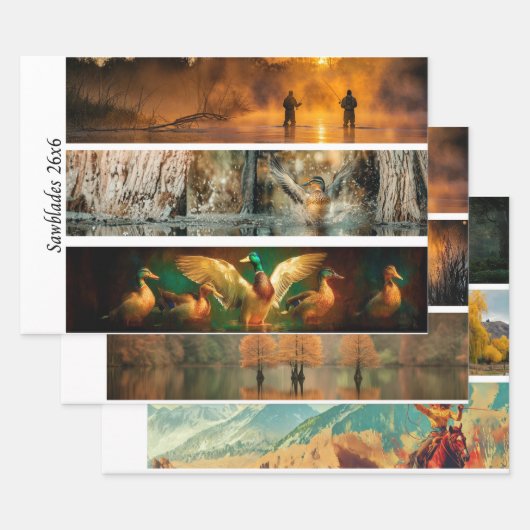 Wrapping Paper Decoupage Handsaw Country Setting  ラッピングペーパーシート (セット)