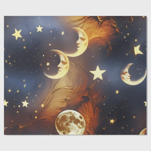 Wrapping Paper Dreamy Fiery Orange Celestial ラッピングペーパー (フラット)