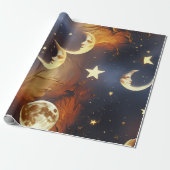 Wrapping Paper Dreamy Fiery Orange Celestial ラッピングペーパー (アンロールド)