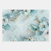 Wrapping Paper - Elegant Winter Blue Florals ラッピングペーパーシート (正面3)