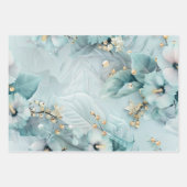 Wrapping Paper - Elegant Winter Blue Florals ラッピングペーパーシート (正面2)