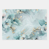 Wrapping Paper - Elegant Winter Blue Florals ラッピングペーパーシート (正面)