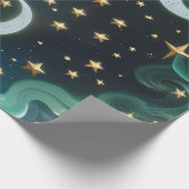 Wrapping Paper - Emerald Green Celestial Moon ラッピングペーパー (角)