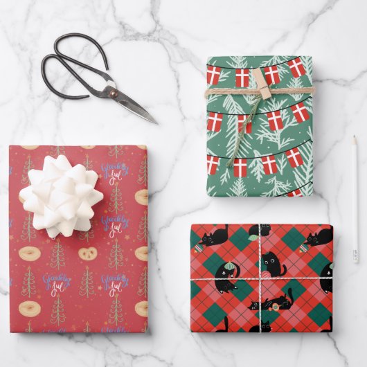 Wrapping Paper Flat Sheet Set of 3 ラッピングペーパーシート (正面)