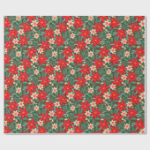 Wrapping paper for Christmas with red poinsettia. ラッピングペーパー (フラット)