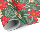 Wrapping paper for Christmas with red poinsettia. ラッピングペーパー (ロールコーナー)