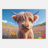 Wrapping Paper for Decoupage 3 Highland Cows  ラッピングペーパーシート (正面2)