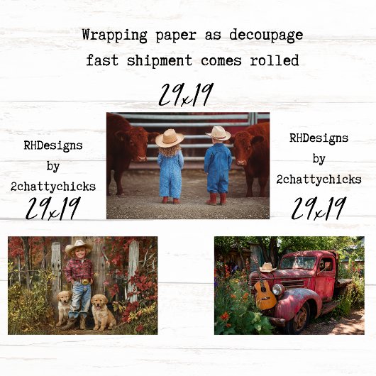 Wrapping Paper for Decoupage Farm Life  ラッピングペーパーシート