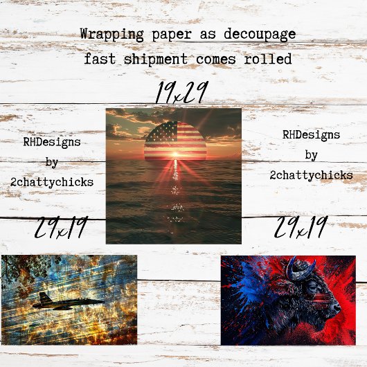 Wrapping Paper for Decoupage Patriotic American  ラッピングペーパーシート