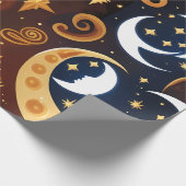 Wrapping Paper -Golden Ochre Celestial Moon Patten ラッピングペーパー (角)