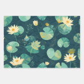 Wrapping Paper GreenLilyPad Set of 3 Flatwrap ラッピングペーパーシート (正面3)