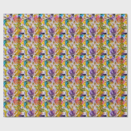 Wrapping Paper, Hand-Painted Floral Gift Wrap ラッピングペーパー (フラット)