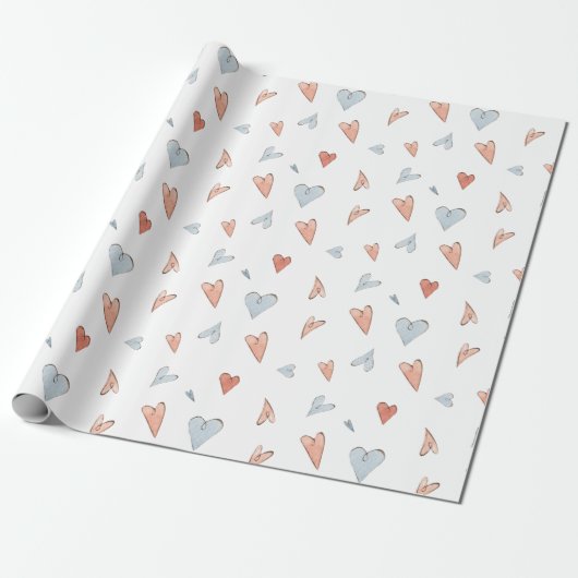 Wrapping Paper - Hearts Pattern ラッピングペーパー (アンロールド)
