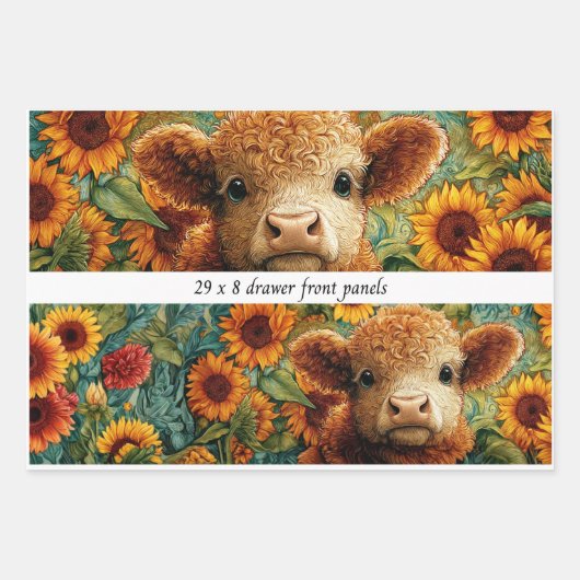 Wrapping Paper Highland Sunflower Drawer Panels  ラッピングペーパーシート (正面)