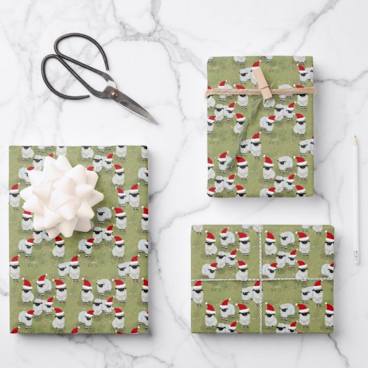 wrapping paper holiday set with charming sheep ラッピングペーパーシート (正面)
