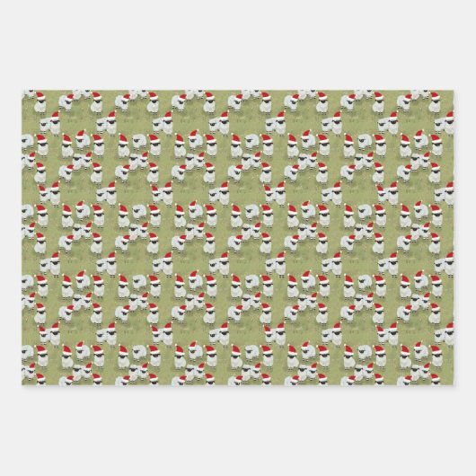 wrapping paper holiday set with charming sheep ラッピングペーパーシート (正面)