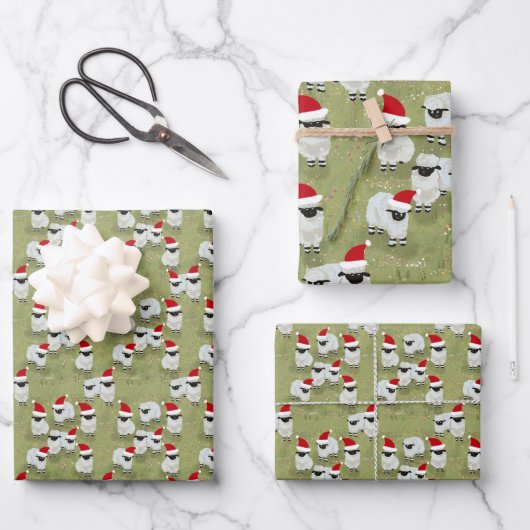 wrapping paper holiday set with charming sheep ラッピングペーパーシート (正面)