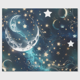 Wrapping Paper – Icy Blue Moon Phases ラッピングペーパー