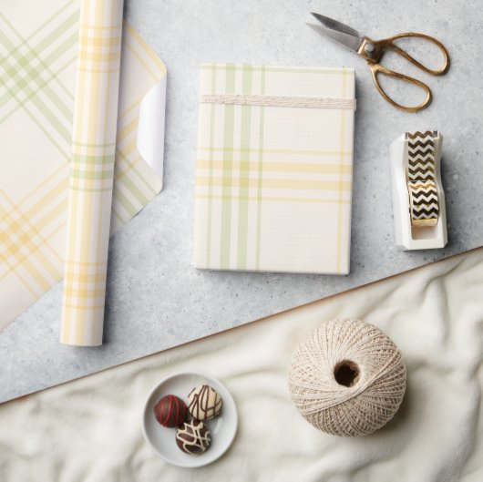 Wrapping Paper | Lemon Plaid Luxe Gift Wrap ラッピングペーパー (クラフト)