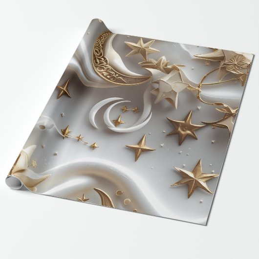 Wrapping Paper – Luxury Alabaster White Celestial ラッピングペーパー (アンロールド)