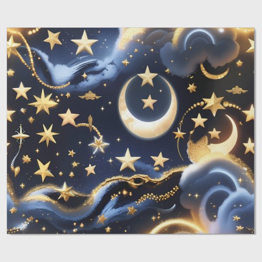 Wrapping Paper – Luxury Celestial Moon Phases ラッピングペーパー (フラット)
