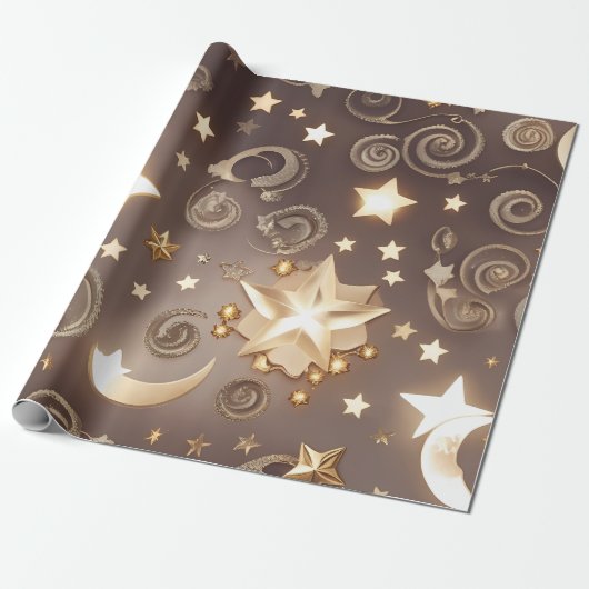 Wrapping Paper – Luxury Champagne Gold Celestial M ラッピングペーパー (アンロールド)