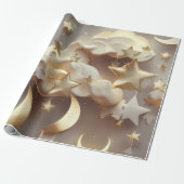 Wrapping Paper – Luxury Creamy Celestial Moon Gift ラッピングペーパー (アンロールド)