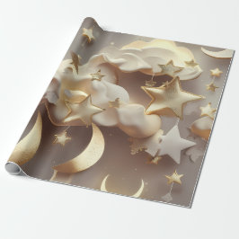 Wrapping Paper – Luxury Creamy Celestial Moon Gift ラッピングペーパー