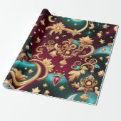 Wrapping Paper – Luxury Crimson Red Celestial Moon ラッピングペーパー (アンロールド)