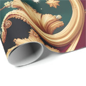 Wrapping Paper – Luxury Crimson Red Celestial Moon ラッピングペーパー (ロールコーナー)