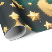 Wrapping Paper – Luxury Emerald Celestial Moon  ラッピングペーパー (ロールコーナー)