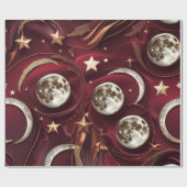 Wrapping Paper – Luxury Garnet Red Celestial Moon  ラッピングペーパー (フラット)