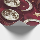 Wrapping Paper – Luxury Garnet Red Celestial Moon  ラッピングペーパー (角)