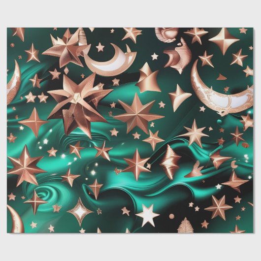 Wrapping Paper – Luxury Malachite Green Celestial ラッピングペーパー (フラット)