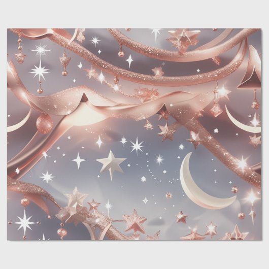 Wrapping Paper – Luxury Marble White Celestial Moo ラッピングペーパー (フラット)