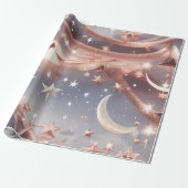 Wrapping Paper – Luxury Marble White Celestial Moo ラッピングペーパー (アンロールド)